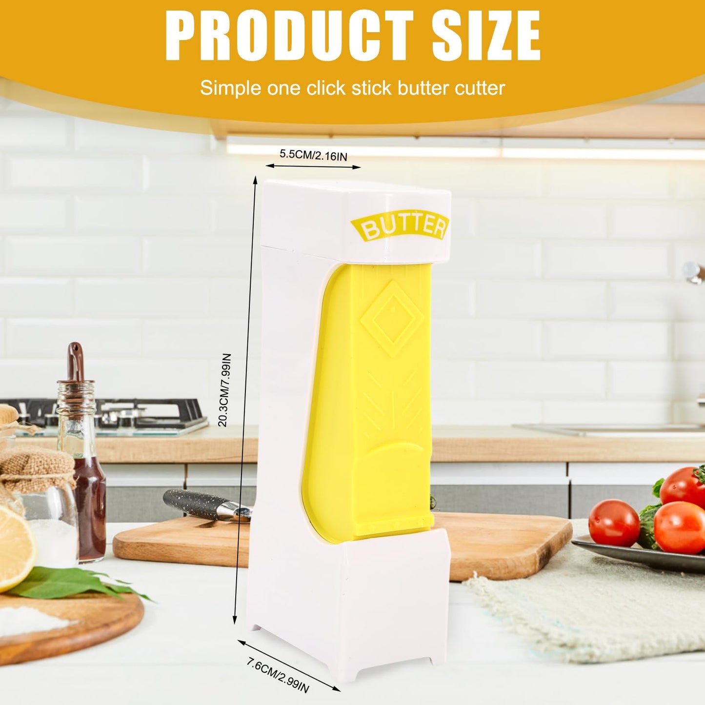 EPBRVV 2Pcs Butter Cutter, One Click Stick Butter Cutter Slicer Single Stick, Portable Butter Slicer, Cheese Splitter, Can Cut Butters Into Strips Or Cubes, for Bread, Cakes, Cookies