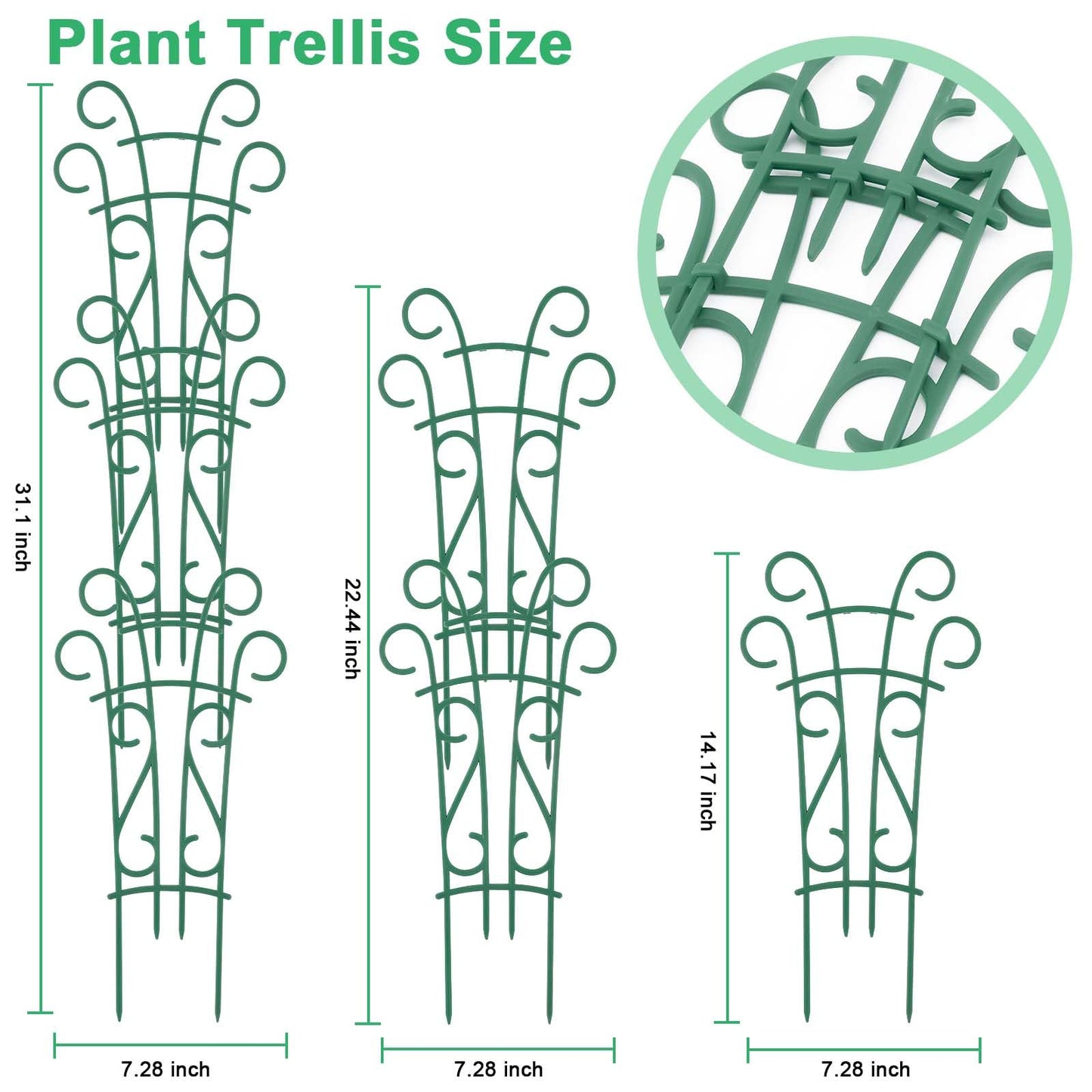 Qaobo Plant Trellis for Potted Plants 4 Pack Stackable Indoor Outdoor Climbing Houseplant Support with Garden Wire for Pothos Hoya Ivy Flower