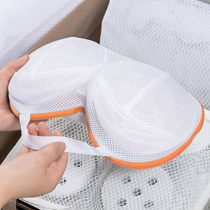 3Pcs Bra Wash Bags for Laundry Lingerie Underwear Brassiere Bag Set for Washing Machine With Zipper Women Delicates Yellow (D to H Cup)