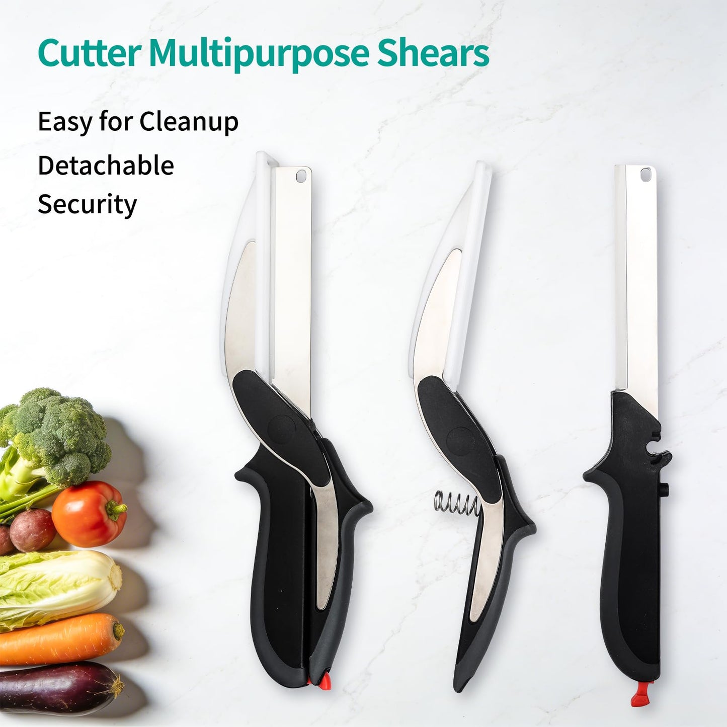 GQGUOJJZZ Professional 8-Inch Kitchen Shears with Built-in Cutting Board - Multi-Purpose Kitchen Scissors for Vegetables, Meat, and Ingredient Prep