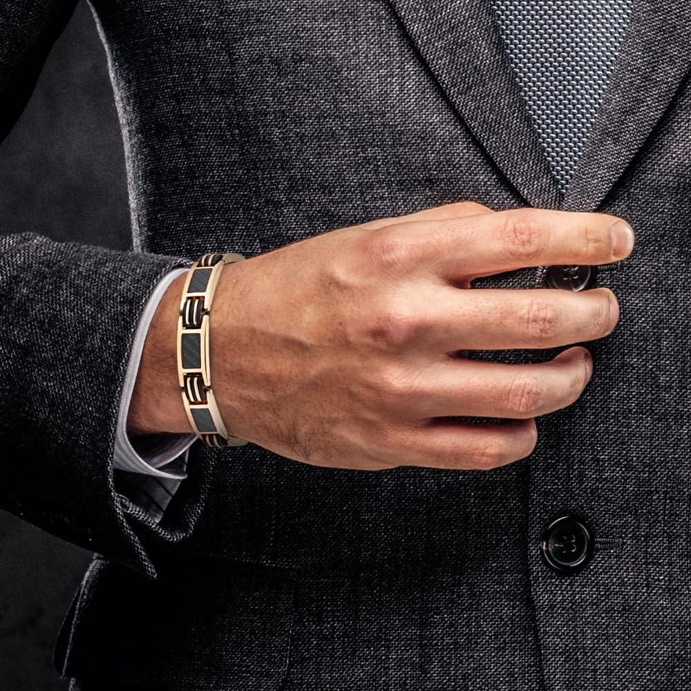 Willis Judd Bracelets For Men Gold Style Bracelets For Men Titanium Mens Bracelet Black Carbon Fiber Size Adjustable