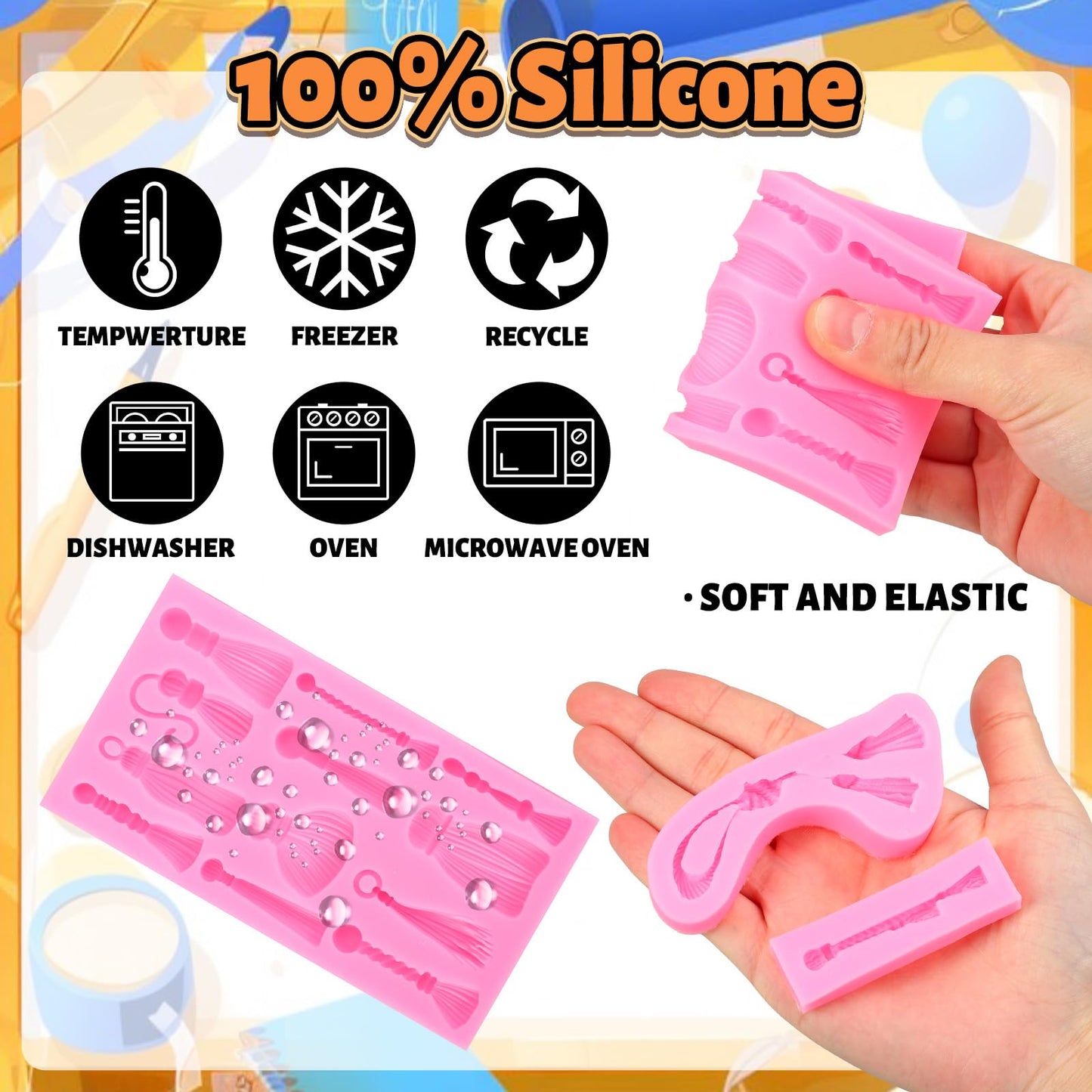 JarThenaAMCS Graduation Tassel Fondant Molds 3D Graduation Silicone Baking Mould for Handmade DIY Chocolate Candy Cookie Cupcake Topper Congrats 2026 Grad Party Supplies, 3 Pcs