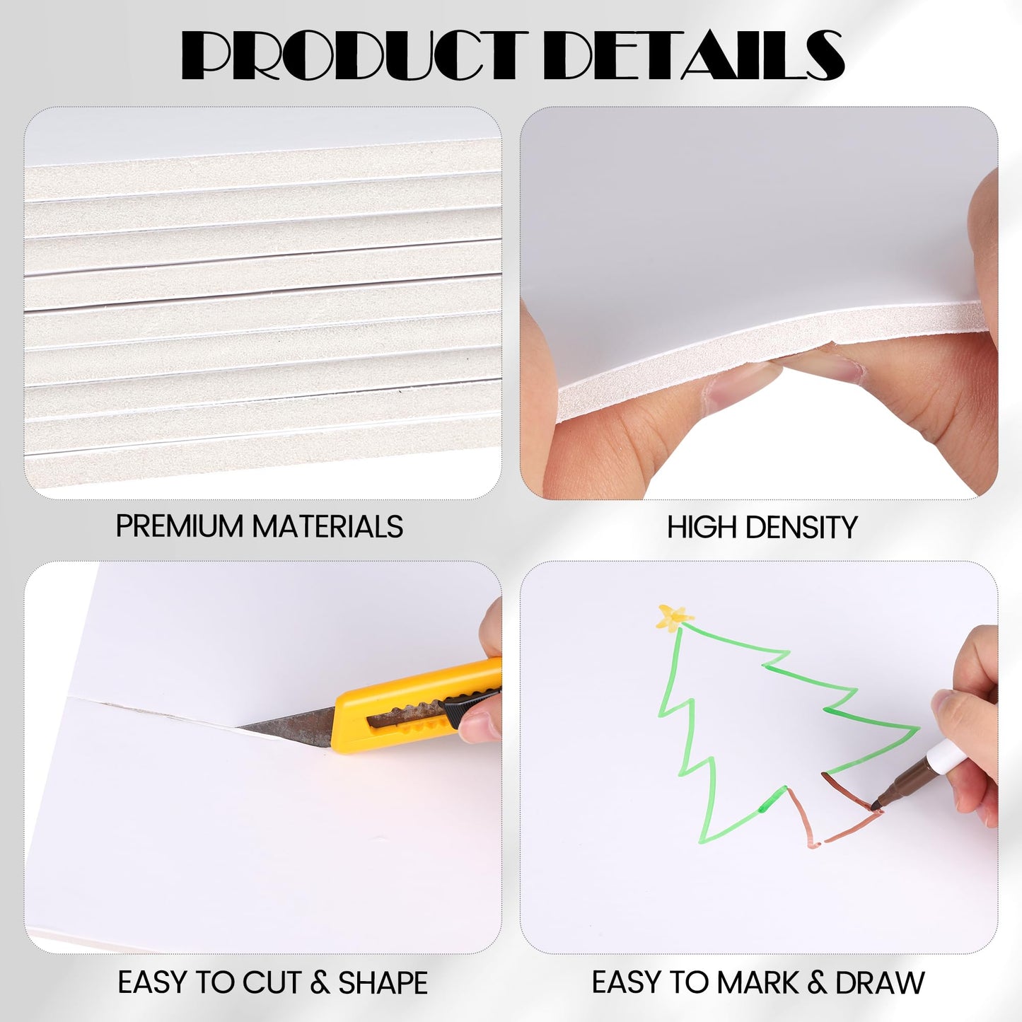 Elcoho 12 Pack White Foam Board, 20 x 30 Inch Acid-Free Foam Core Board, 5mm Thick Double Sided White Poster Boards for Presentation Art Display Office School Projects Crafting Sign Making