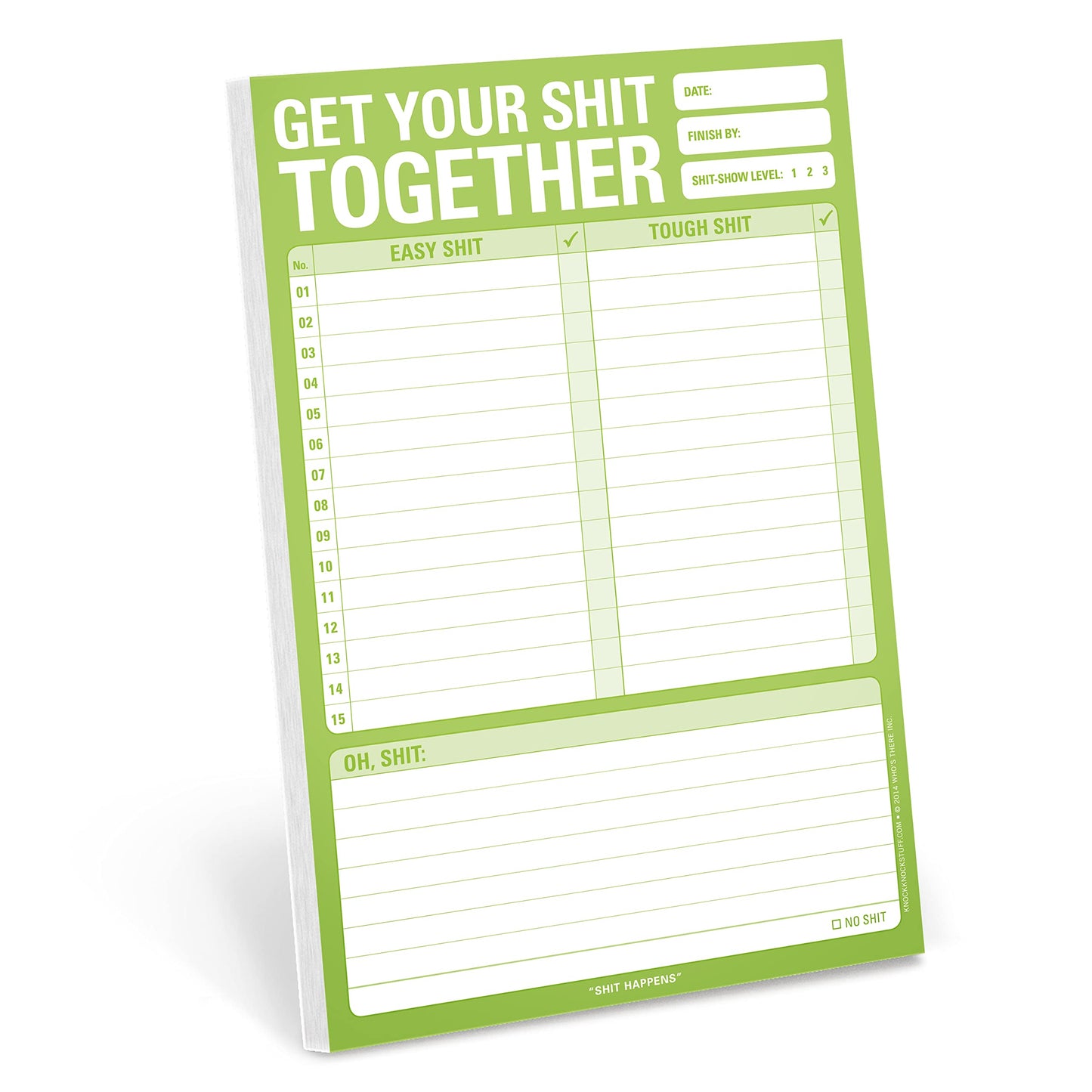 1-Count Knock Knock Get Your Shit Together Pad, To Do List Notepad & Daily Planner Pad, 6 x 9-inches (Green)