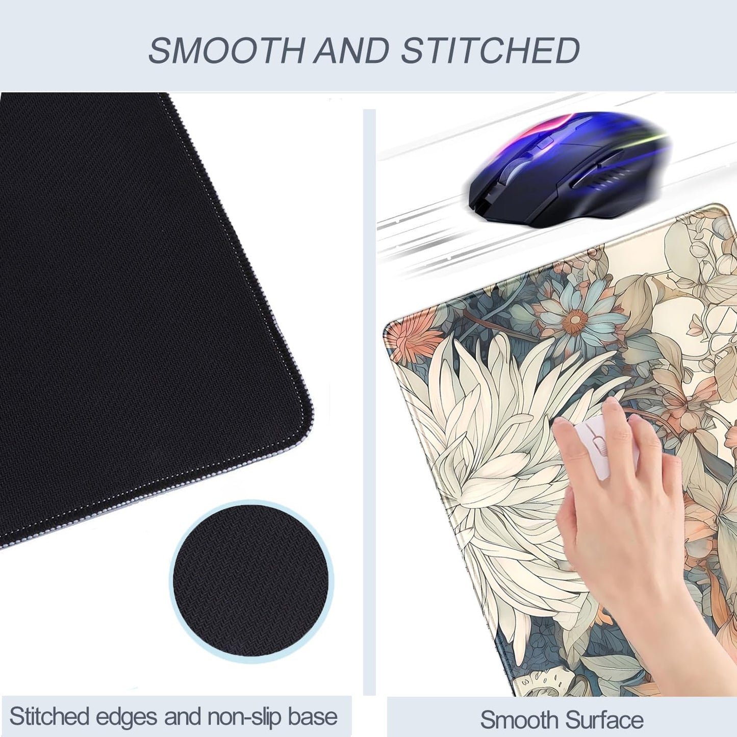 Nasdalgias Japanese Floral Desk Mat Boho Aesthetic Flower Desk Matt for Desktop Large XXL Gaming Mouse Pad Extended Deskpad Laptop Keyboard Computer Mat Office Decor for Women 31.5 X 15.7