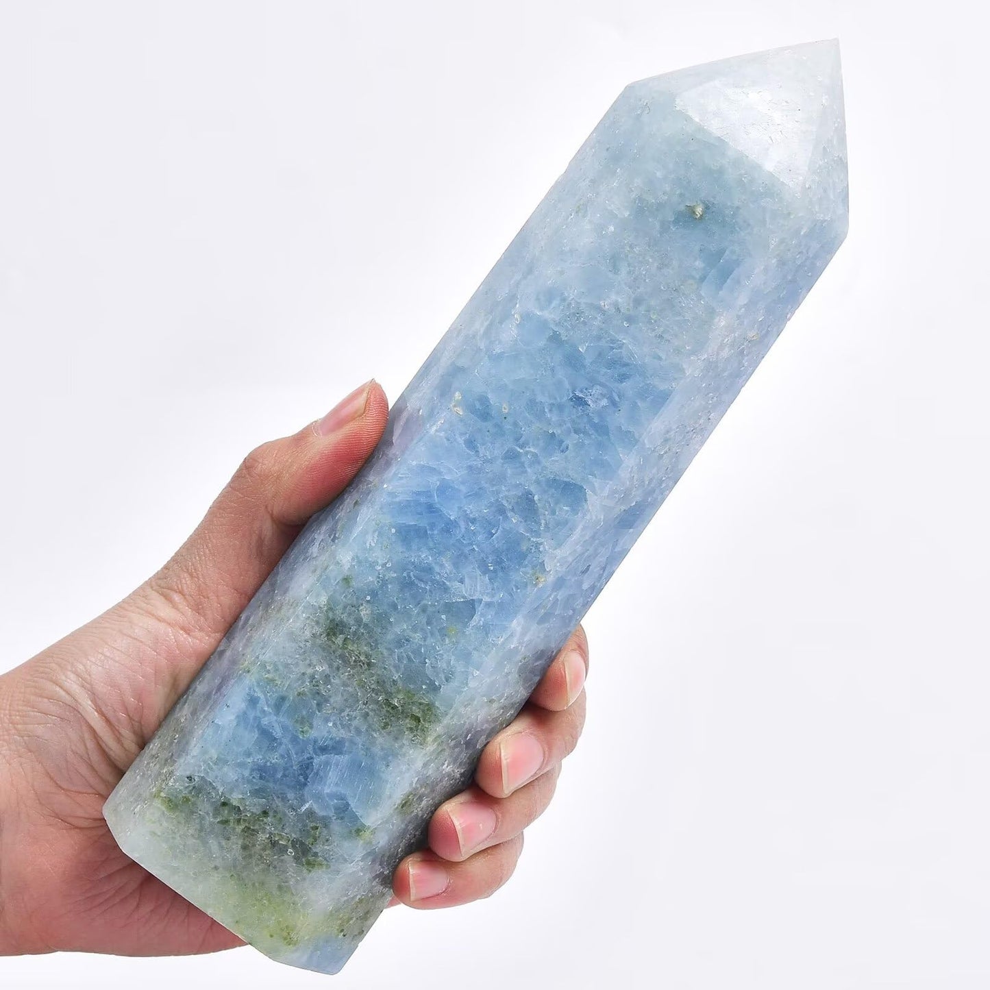 Blue Celestite Stone Tower Obelisk Healing Crystal Wand Large Reiki Meditation Stone Gifts 1.1-1.7 LBS