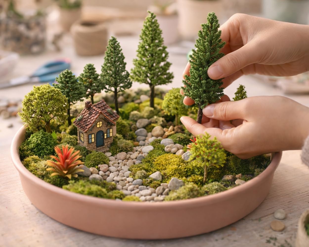 DS. DISTINCTIVE STYLE 40 Pcs Model Trees Miniature Trees 1.3-5.1 Inch Assorted Mini Trees for Crafts Complete Forest Diorama Kit Vivid Diorama Trees Fake Plants Landscape Set for DIY Craft
