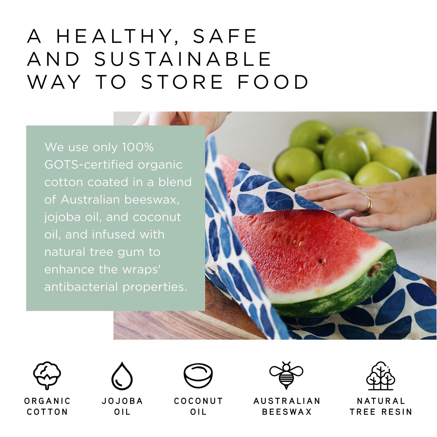 Honeybee Beeswax Wraps - Cheese Lovers Assorted Pack - Certified Organic Cotton Reusable Beeswax Wraps for Food - Plastic Wrap & Sandwich Bags Alternative - 4 Pack - Small, Medium & Large
