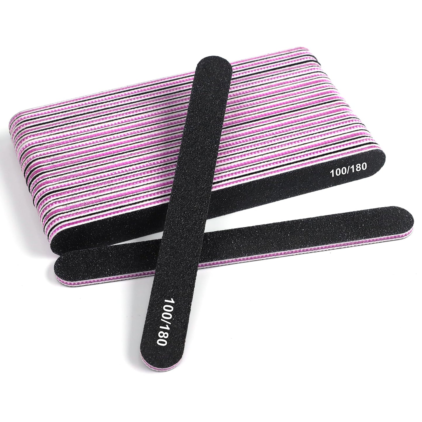 Makartt Nail File, 100/180 Grit Emery Boards for Nails, 20 Pcs Black Professional Washable Filer Kit for Medium and Gentle Filing Manicure Tools