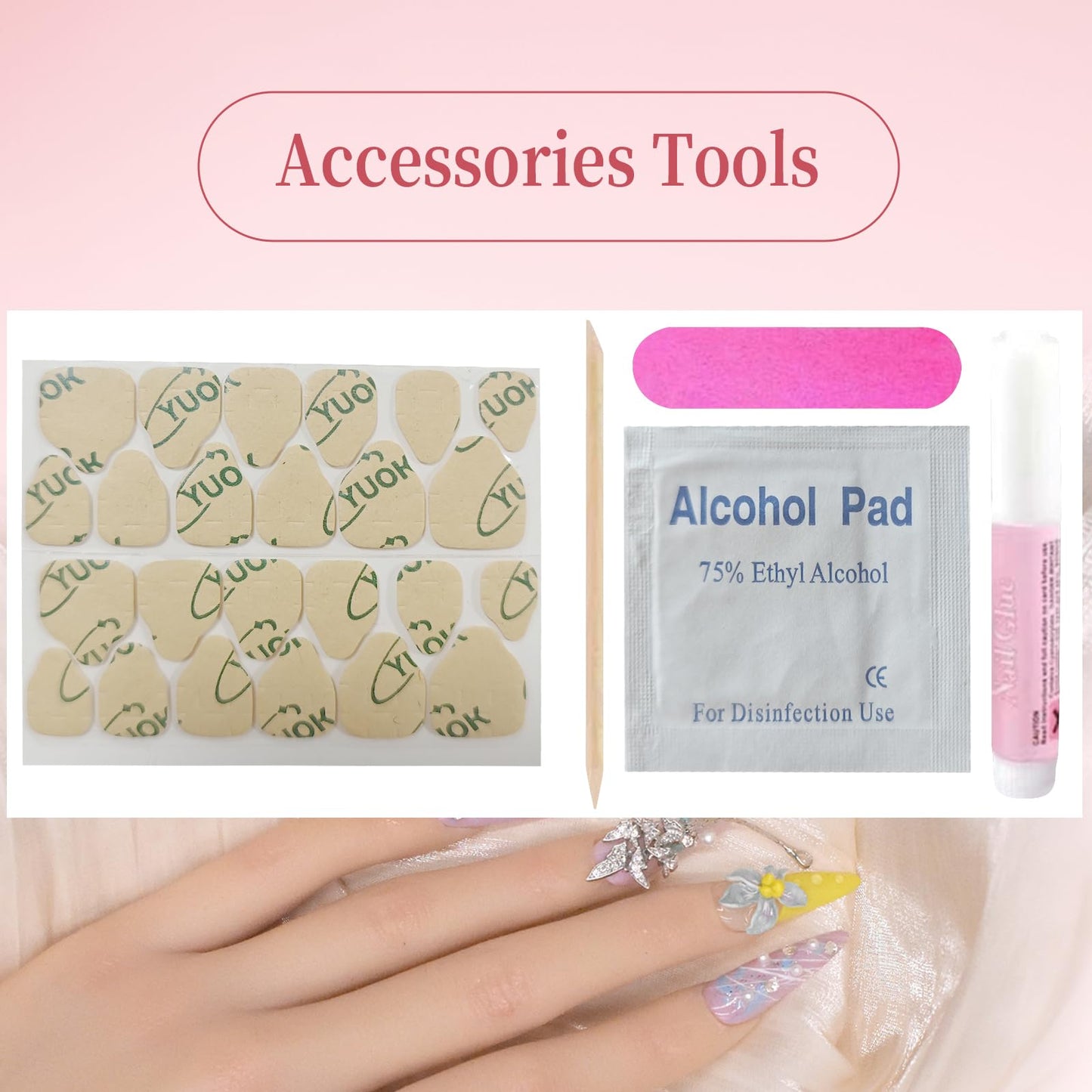 10Pcs(1Pack) Handmade Press On Nails Long Square Nails 30mm Blossom Charm Nails for Women Daily Party Wear Size L