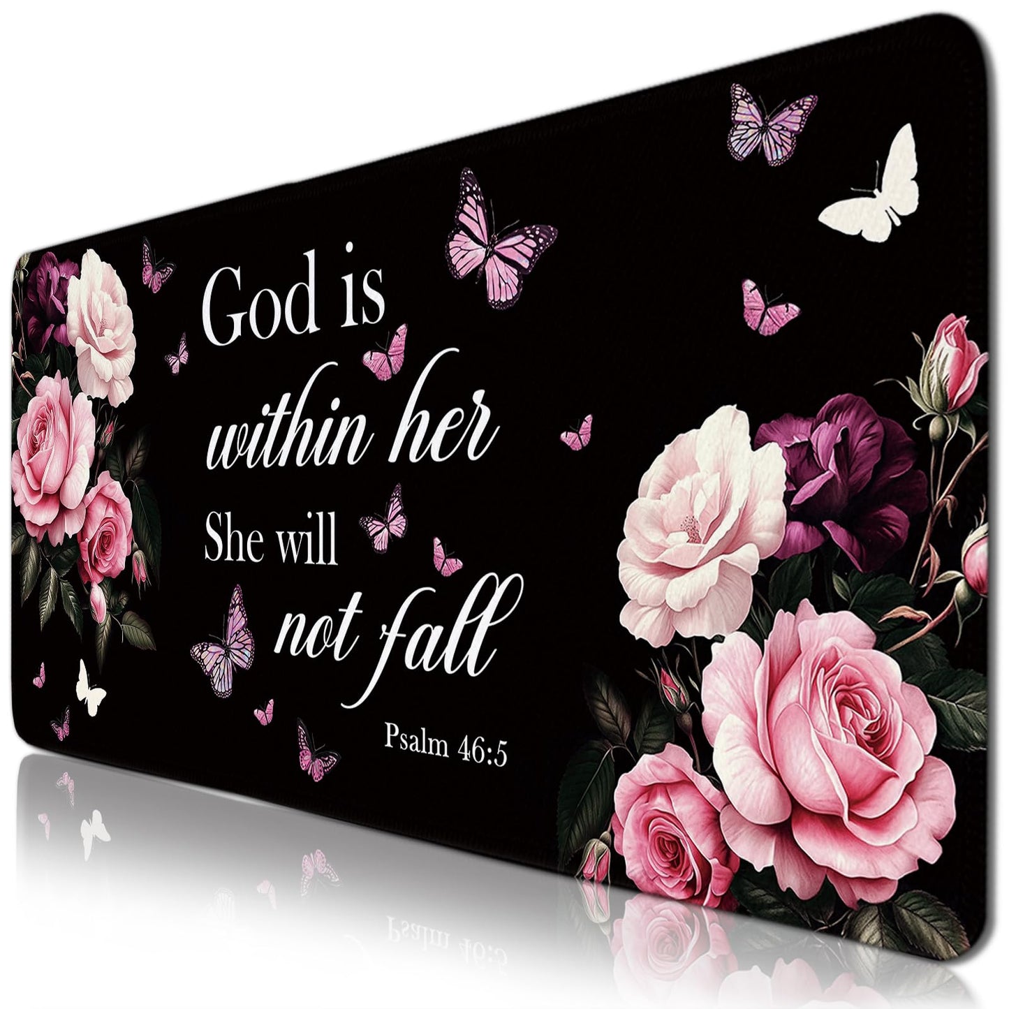 Flower Large Gaming Mouse Pads, Butterfly Flower Computer Keyboard Desk Mousepad with Non-Slip Base and Stitched Edge, Gifts for Boy Men, Large Desk Mat for Topdesk for Keyboard Mouse 11.8”x 31.4”XL