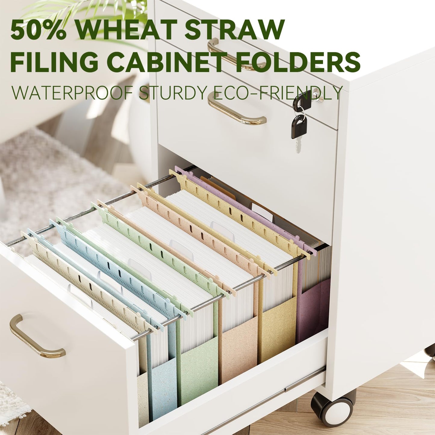 XINGIA Hanging File Folders Letter Size,1'' & 2'' & 3''Expandable File Cabinet Folders with Tabs,Extra Capacity Plastic Hanging File Organizer,12 Pack Pastel Wheat Straw Hang Folder for Office School