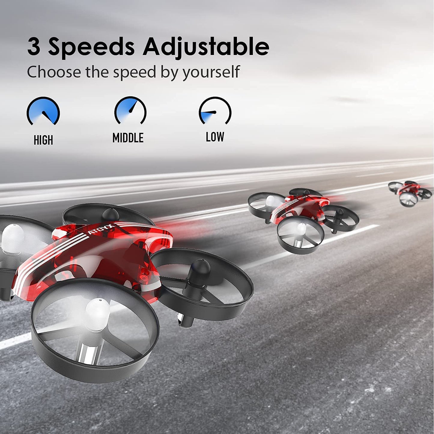 Mini Drone for Kids & Beginners, Indoor Portable Hand Operated/RC Nano Helicopter Quadcopter,Auto Hovering,3D Flips,Birthday＆ Children's Day Gift for Boys and Girls,Auto Hovering, Headless Mode & Remote Control, Red.4-blade design-ATOYX