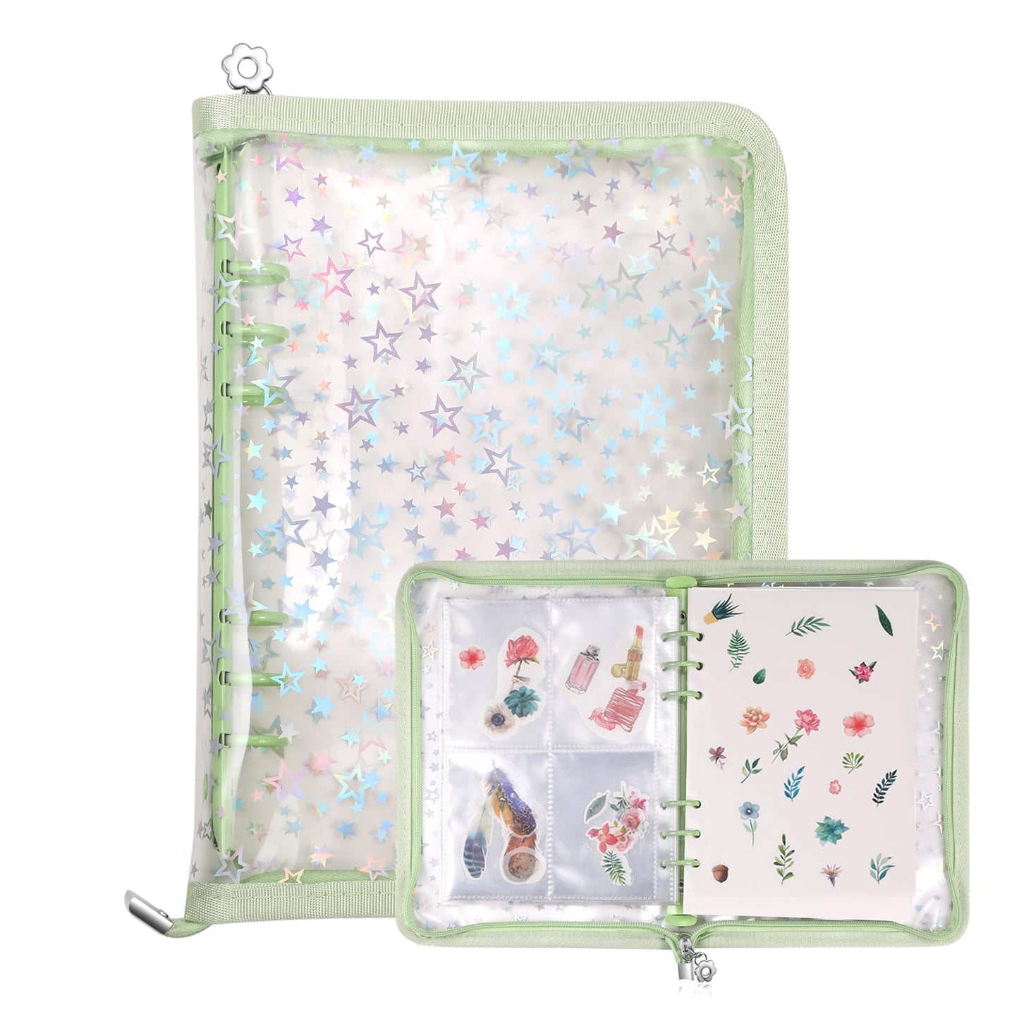 MUDOR 4 in 1 Sticker Storage Organizer, Binder with Storage Sleeves and Release Paper, Reusable Collecting Book Album Holder, A5 Blank Sticker Container Organizer