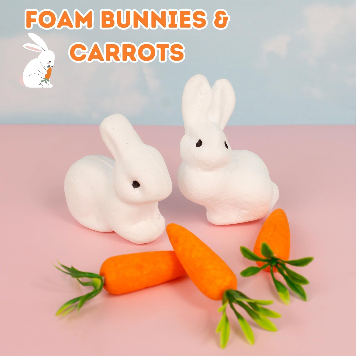 Festive Easter Craft Kit, Wreath Making Set Includes Foam Chicks, Bunnies and Eggs, DIY Springtime Characters Activity, 21 Total Pieces