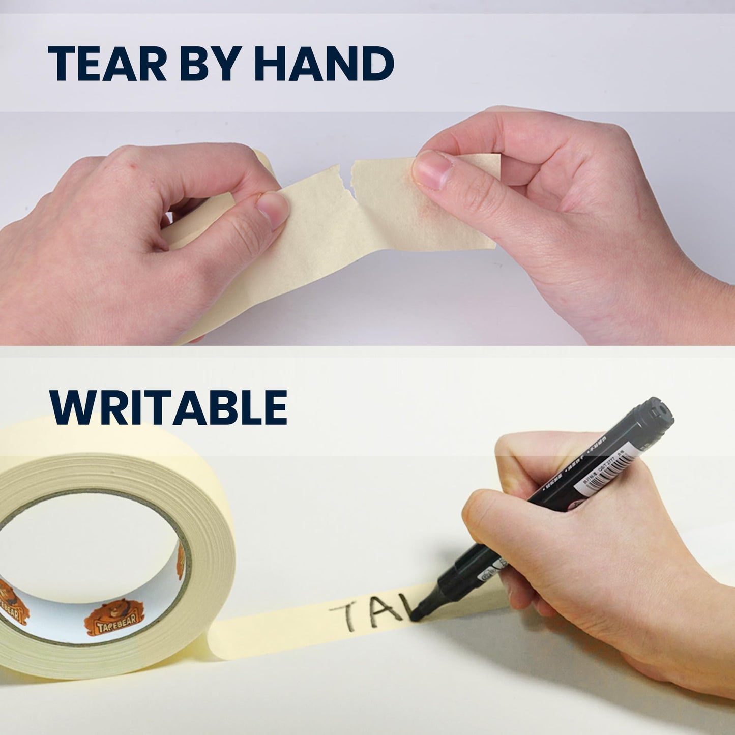 TAPEBEAR General Purpose Masking Tape Beige White 1.88 Inches x 60 Yards, Bulk Painters Tape for Painting, Labeling, DIY Arts Crafts, Home Office School Projects, 36 Rolls
