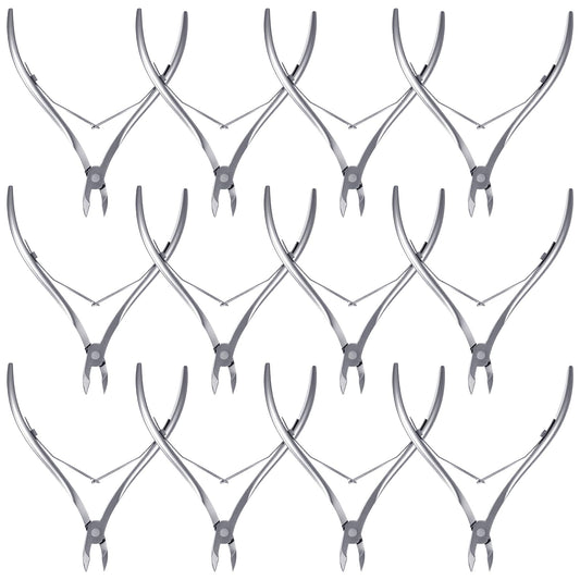 YBEATY 12 Packs Professional Cuticle Trimmer Nippers Stainless Steel Nail Cutter with Pointed Sharp Blades Double Spring Dead Skin Clipper Scissor Pedicure Manicure Tool for Fingernails Toenails Care