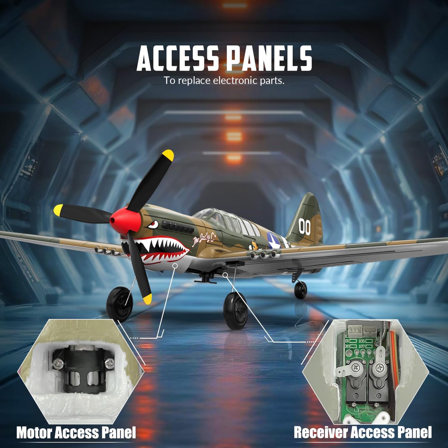 volantexrc RC Plane, 4 Channel Remote Control Airplane Fighter P40 with Aileron, 6-Axis Gyro, Aerobatics for Adults