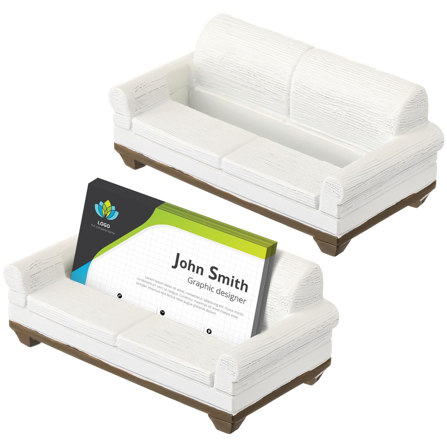 Geelin 2 Pcs Sofa Business Card Holder for Desk Modern Rubber Card Business Postcard Organizers Cute Office Desktop Accessory for Women Men Gift