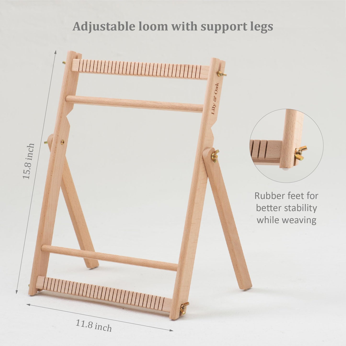 Lily & Oak Weaving Loom for Adults & Kids - Weaving Loom Kit | Beginner-Friendly Table Loom & Lap Loom with Yarn, Tools & Instructions | Wooden Loom for Multicraft Projects (15.8 x 11.8 inches)