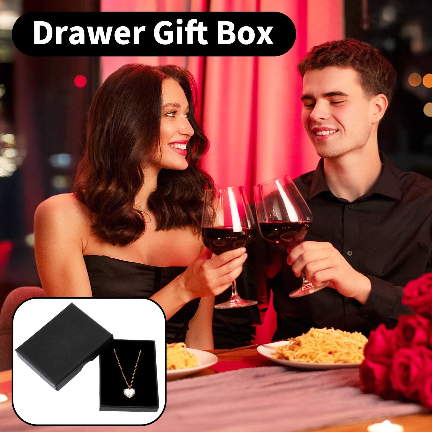 5 Pcs Small Jewelry Gift Boxes Cardboard Black Small Gift Boxes With Lids For Presents 2.75x3.54x0.63in Cotton Filled Empty Square Pendent Storage Case For Necklace Bracelet Earring Birthday Wedding