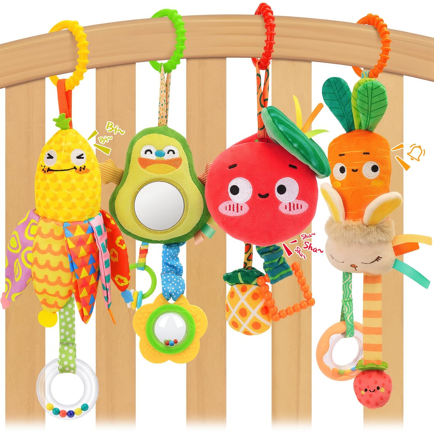YELUFT Baby Toys for 0 3 6 9 12 Months, Baby Hanging Toys, Car Seat Stroller Crib Gym Baby Rattle Toys with Teether for Newborn Infants Baby Boys Girls Gifts