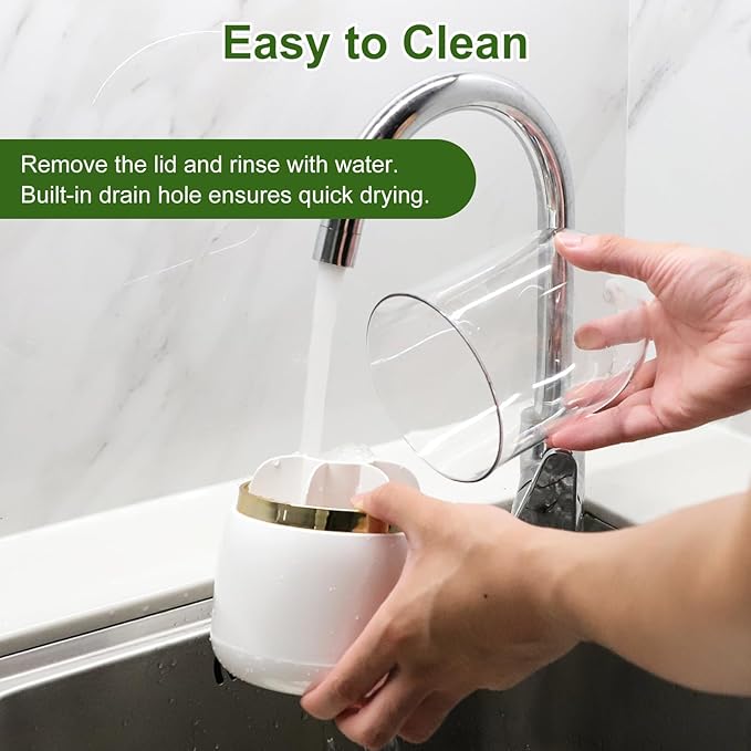 EEEKit Toothbrush Holder with Lid, 360° Rotating 7-Slot Organizer for Bathroom Countertop, Toothpaste Stand and Storage Rack