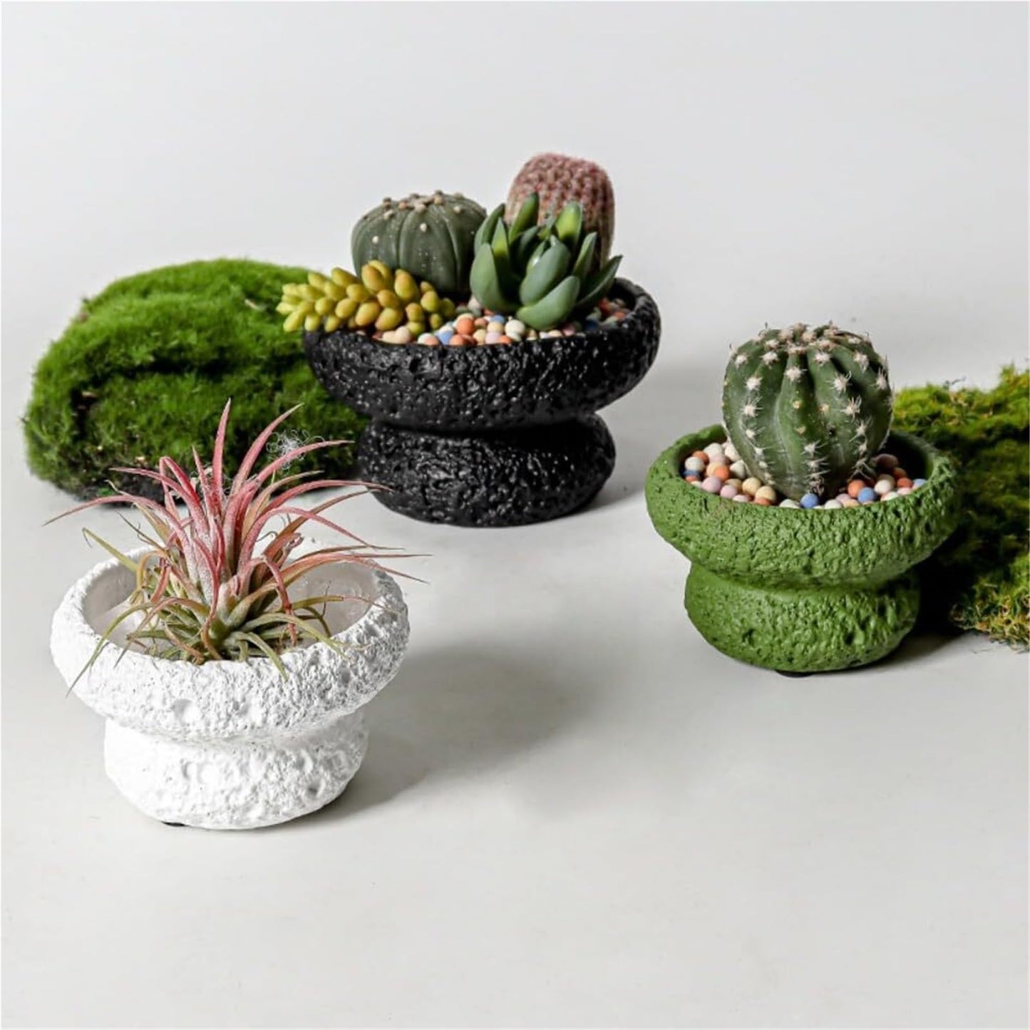 FXLTHIYBO Sleek Cement Creative Meteorite Pattern Flower Pot Planter Plants Flowers Bonsai Decoration for Indoor use(Beige,Large)