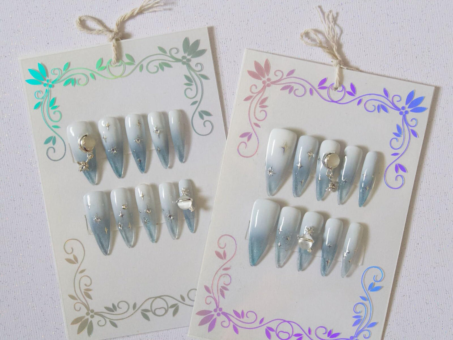 Gilding Silver Halo Crystals Stars Nail Stickers/Twinkle, Winkle, Little Star Peel Off Sticker/Rhinestone Decals 4-Pointed Star Nails (2 Sheets)