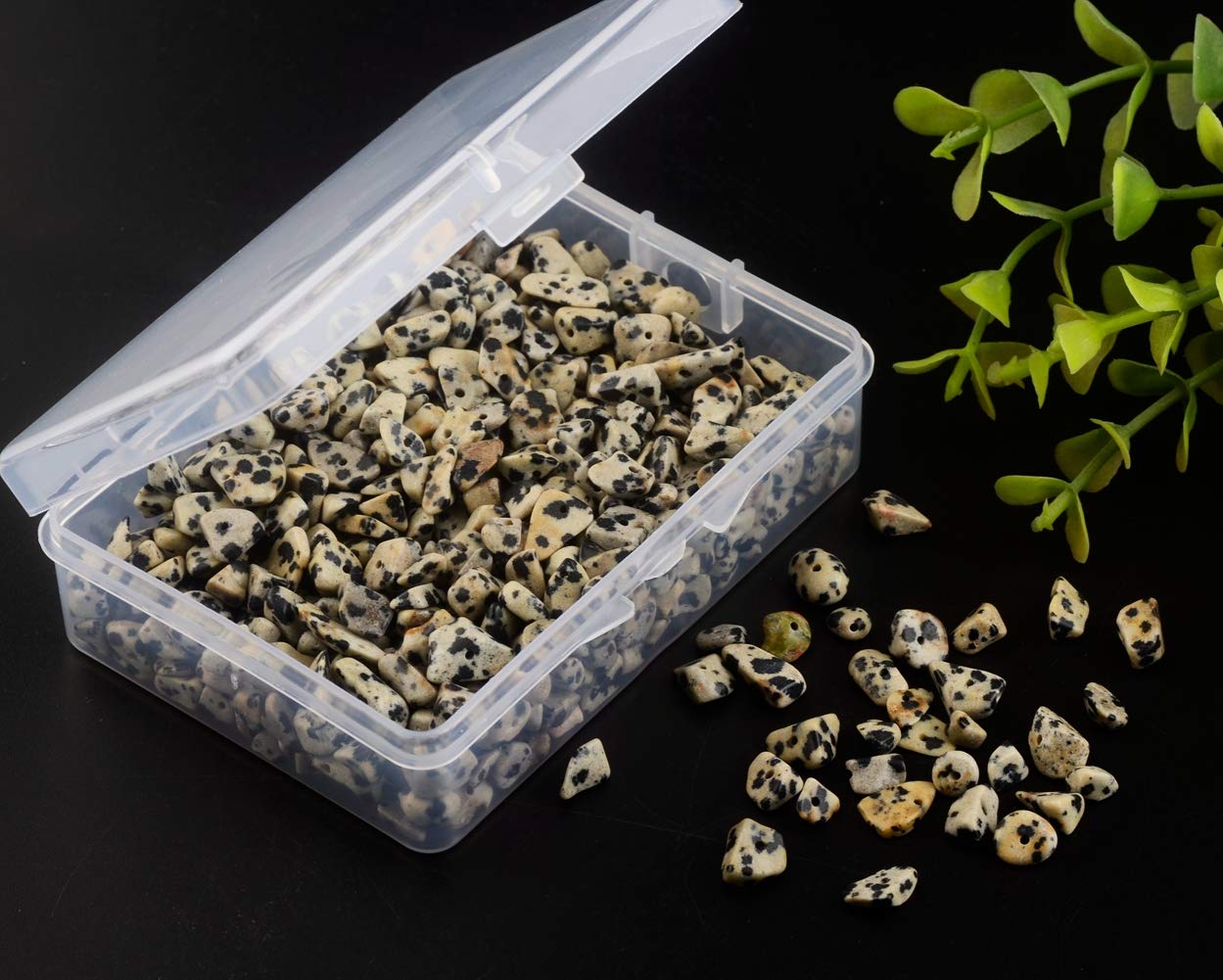 Natural Chip Stone Beads Dalmation Spot 5-8mm About 400 pieces Irregular Gemstones Healing Crystal Loose Rocks Bead Hole Drilled DIY for Bracelet Jewelry Making Crafting (5-8mm, Dalmation Spot Jasper)