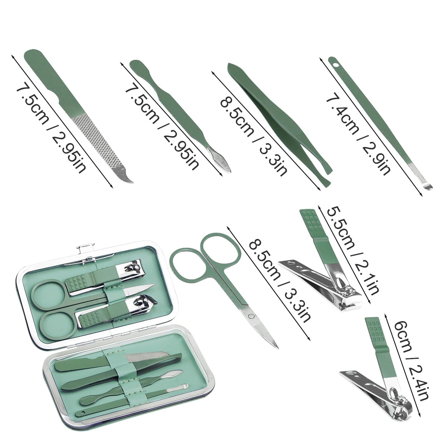 Manicure Kit Bulk, Nail Clippers Set Stainless Steel Fingernail Clippers Set, Sturdy Nail Tip Cutter Trimmers Professional Grooming Toenail Clippers Personal Pedicure Kits 7 in 1(Multicolour 12 Pack)