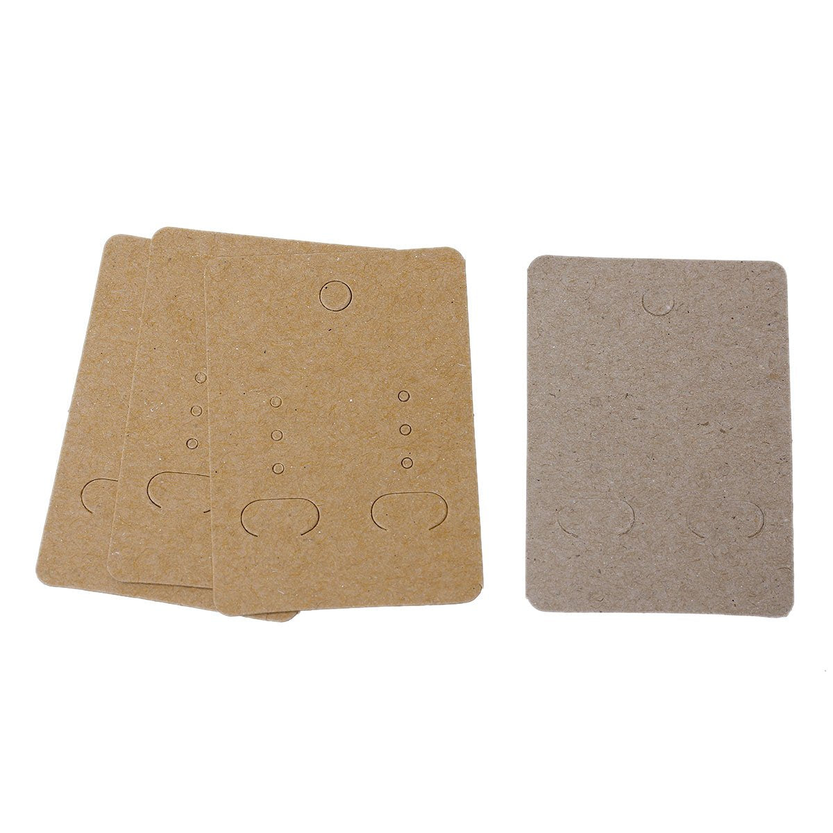 Paper Jewelry Earrings Ear Studs Display Cards Rectangle Light Coffee 7cm(2 6/8") x 5cm(2") (200 Pcs)
