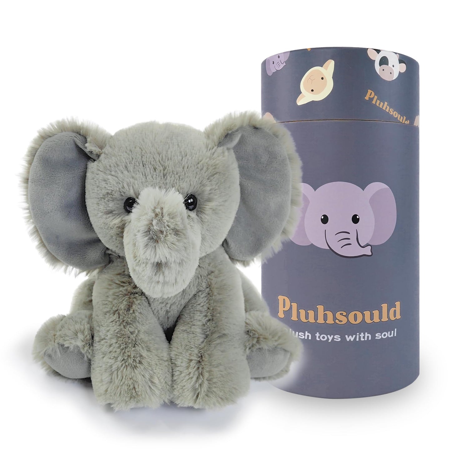 Pluhsould Microwavable & Weighted Stuffed Animals,Elephant Stuffed Animal 8.5 Inch, 1.1 Lbs,Cute Soft Plush Toys for Boys, Girls, Babies & Toddlers（Lightly Scented with Chamomile