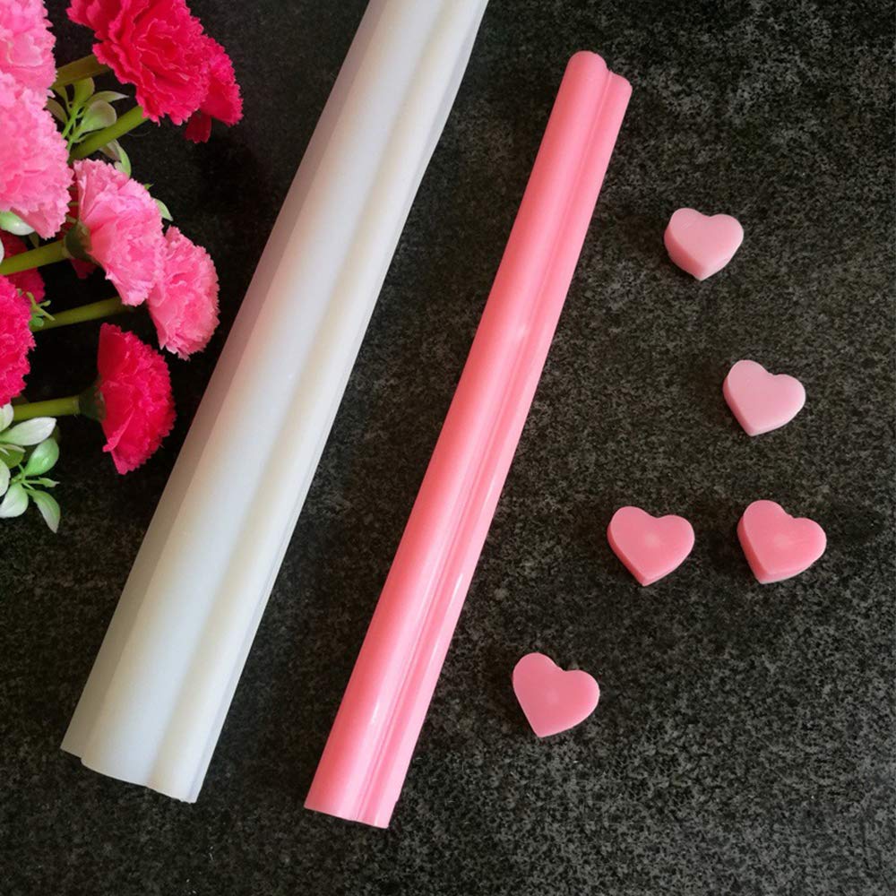 EORTA Heart Shaped Silicone Mold Tube Column Handmade Soap Candle Chocolate/Cake/Mousse/Loaf Baking Tools for DIY Craft Dessert Clay Party Decoration, White