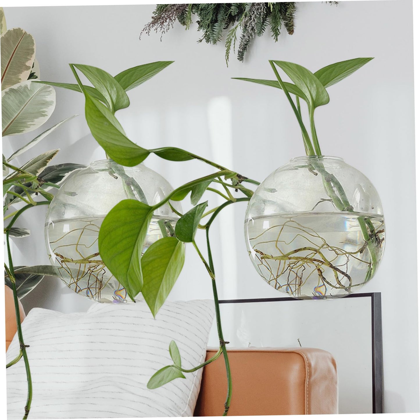 UKCOCO Hydroponic Wall Hanging Glass Flower Vase Creative Terrarium Planter for Indoor Decor Modern Transparent Flowerpot for for Plant Arrangement
