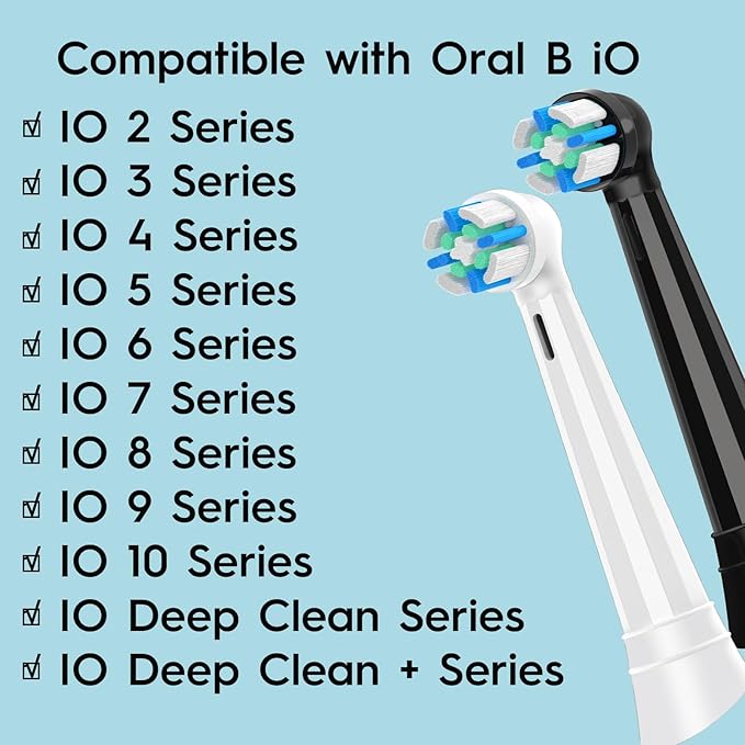 IO Replacement Heads Compatible with Oral B IO 2/3/4/5/6/7/8/9/10 Series Electric Toothbrushes, Medium Softness Brush Heads Compatible with Oral B iO for Teeth and Gums Care (White)