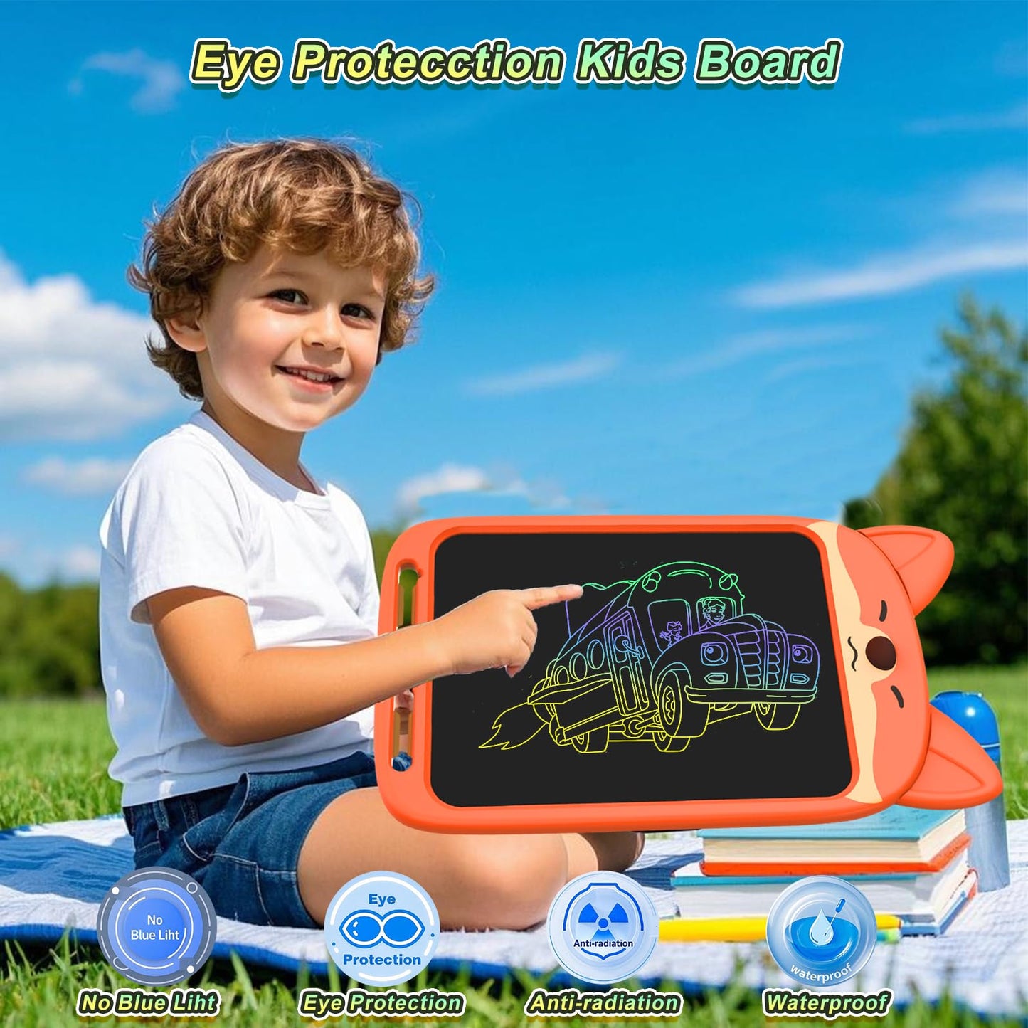 CHAFEGY LCD Writing Tablet 10 Inch, Doodle Board Toy, Cute Fox Drawing Pad for Kids Ages 3-8 - Educational Gift for Christmas & Birthday (Fox)