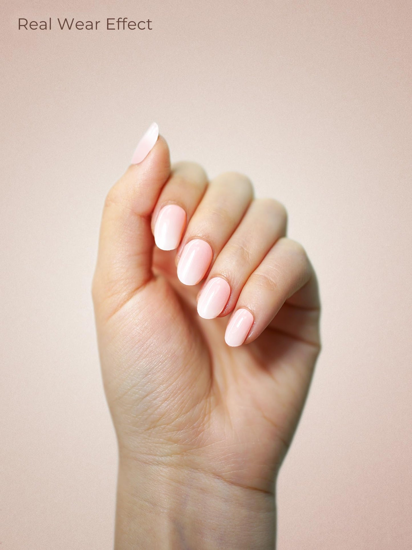 Beaolata Real Gel Nail Strips (No UV Light Needed) - 44Pcs Salon Quality Nail Stickers - Long Lasting Polish Wraps for Women, Easy Apply & Remove (Berry Meringue Pink)
