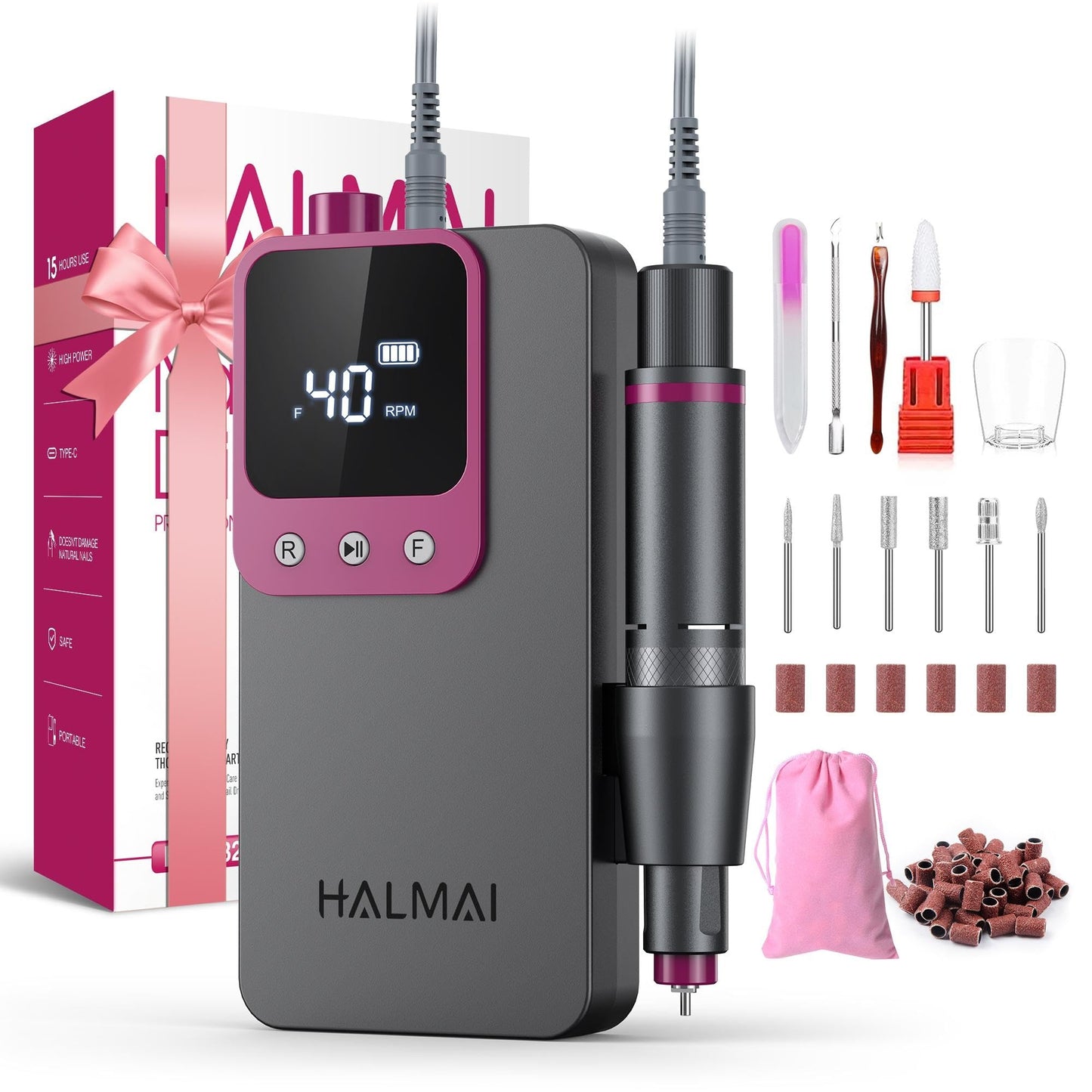 Electric Nail Drill Professional,Handheld UV Nail Lamp for Gel Polish,Home Nail Salon Tool Set