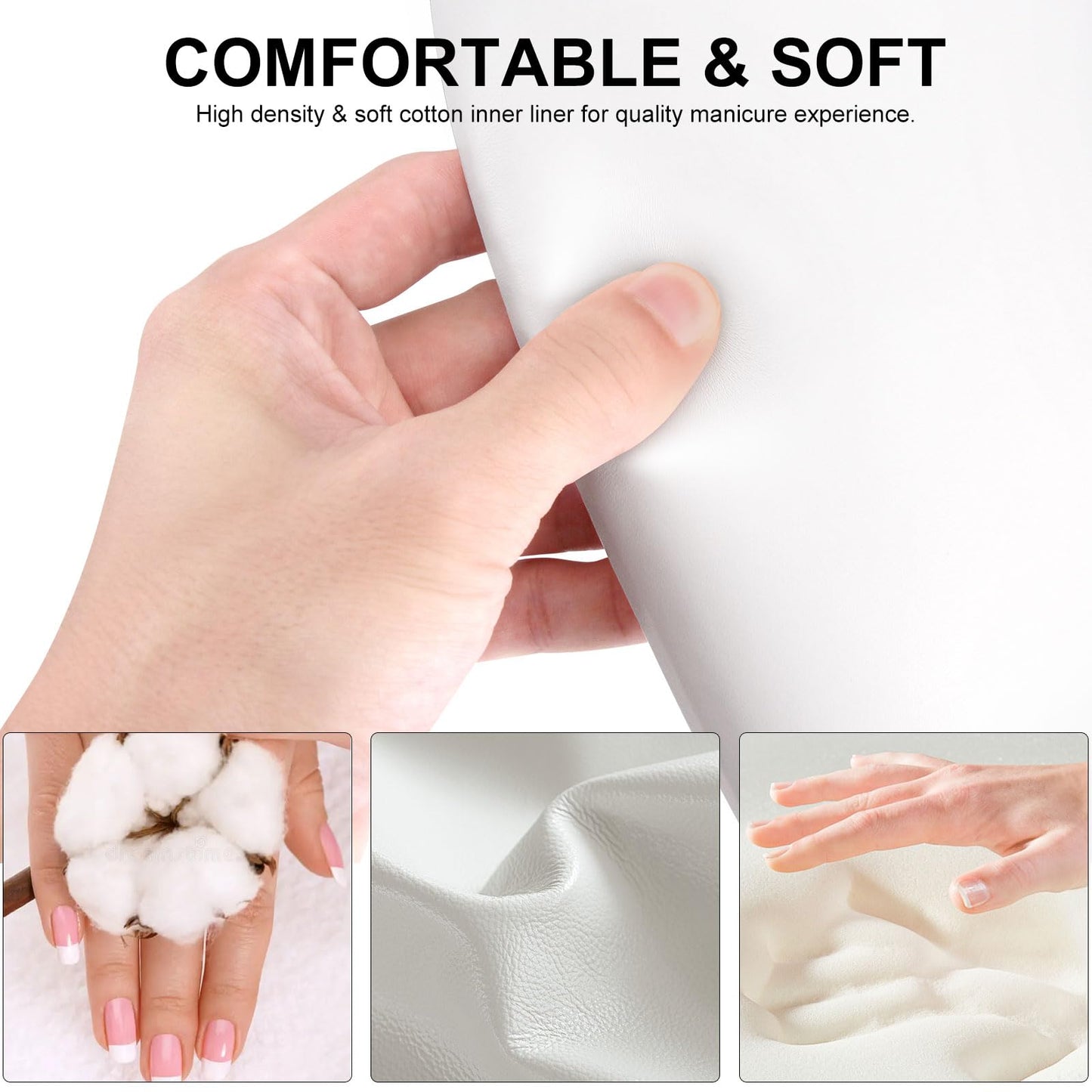 Nail Arm Rest for Nails Tech,U Shaped Manicure Nails Arm Rest Stand,Cozy Leather Hand Rest Holder for Nail Tech Manicure Salon Tools,Detachable Bracket (White)