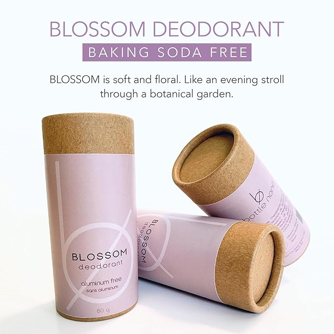 BOTTLE NONE | Blossom Baking Soda Free Deodorant | Aluminum Free Deodorant with Zinc, Magnesium Powder and Therapeutic Grade Essential Oil | Floral Scent | Lasts 6+ Months