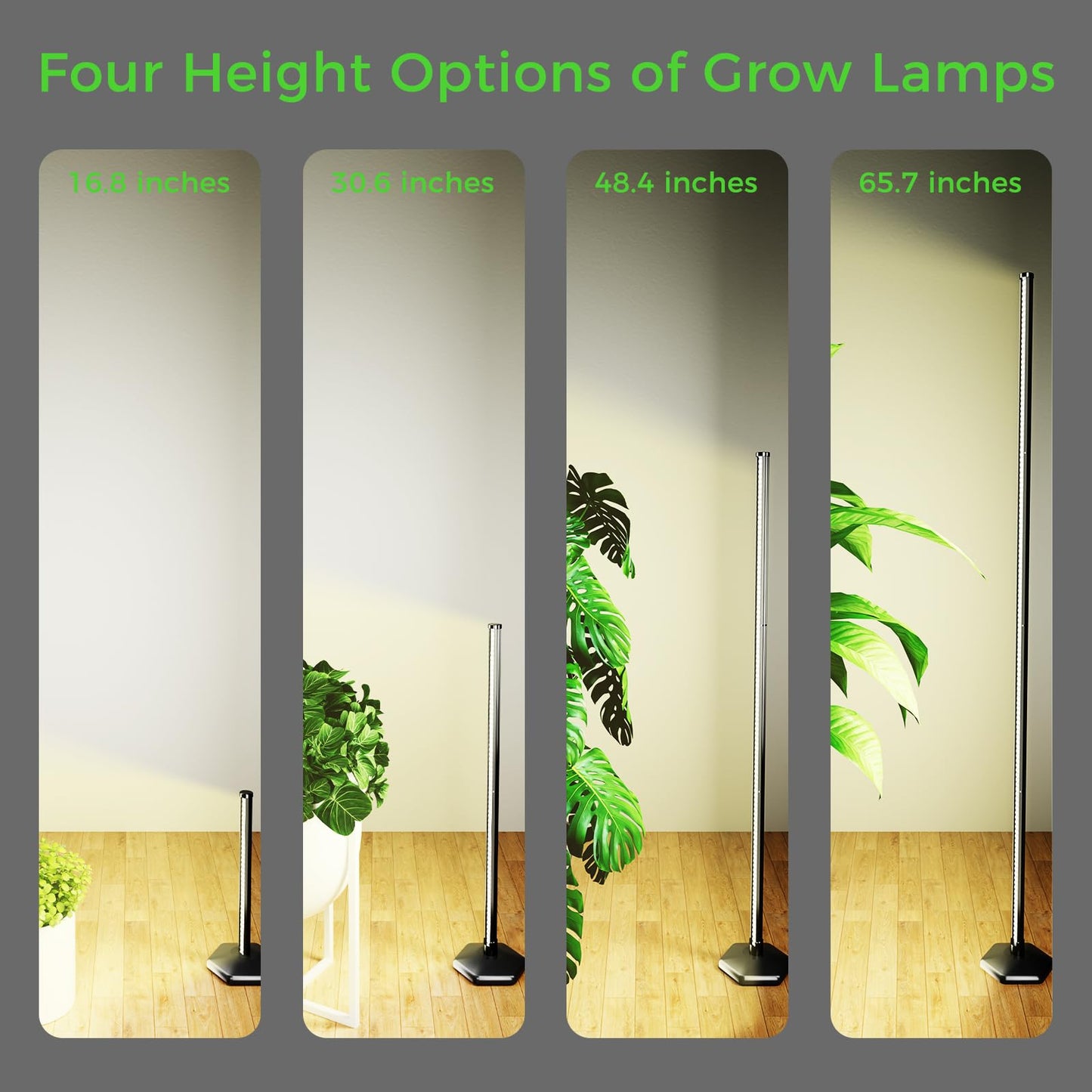 JarryStart Grow Lights for Indoor Plants with Timer, 192 LEDs 42W Vertical Full Spectrum Grow Light 65 Inch Standing Grow Lights 3 Light Modes 5-Level Dimmable Wide Coverage