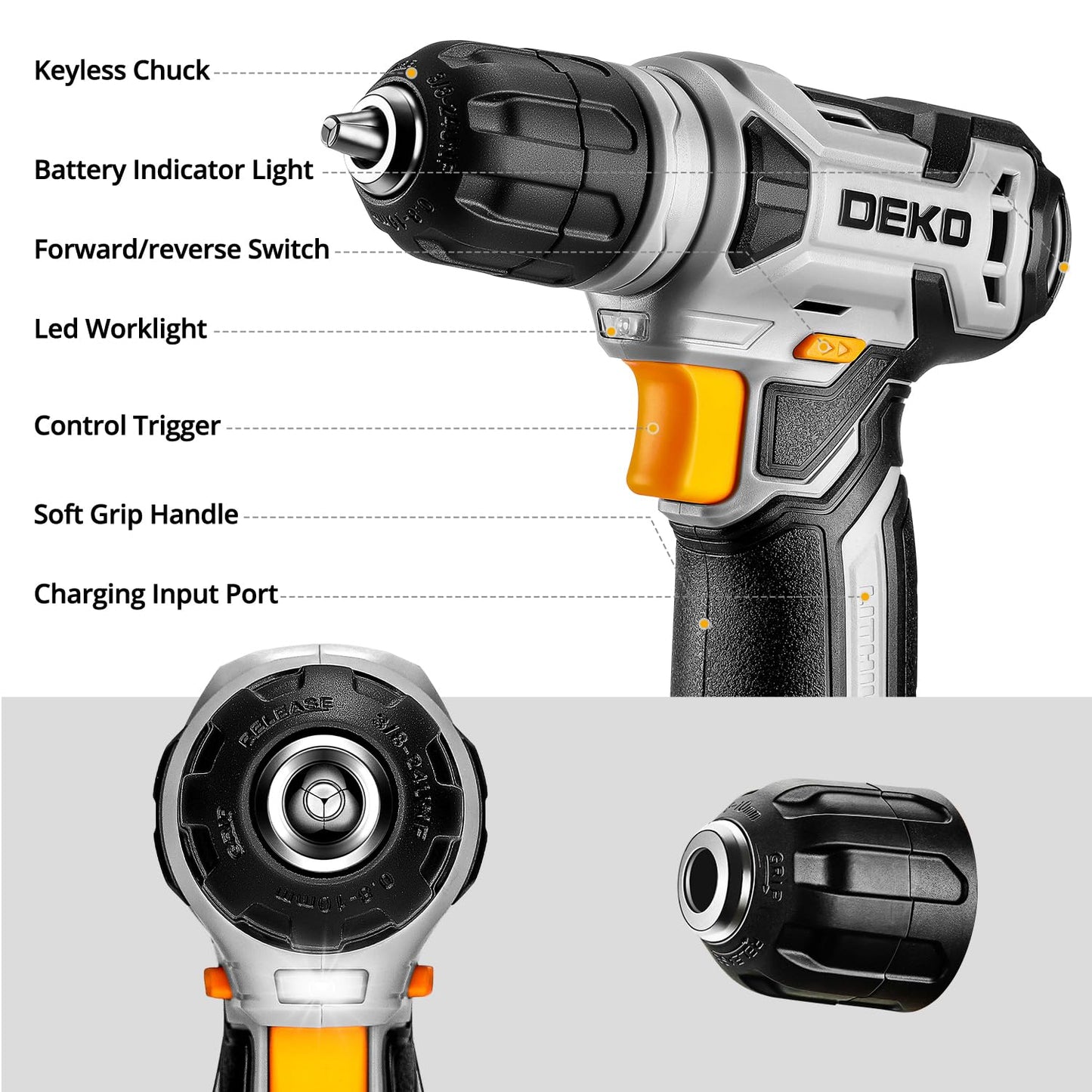 DEKOPRO Tool Set：Tool Kit with 8V Cordless Drill,Tool Box with Drill,Hand Drill Set for Men & Women,Home Tool Kits for House Repair,Handyman,DIY 126 Piece