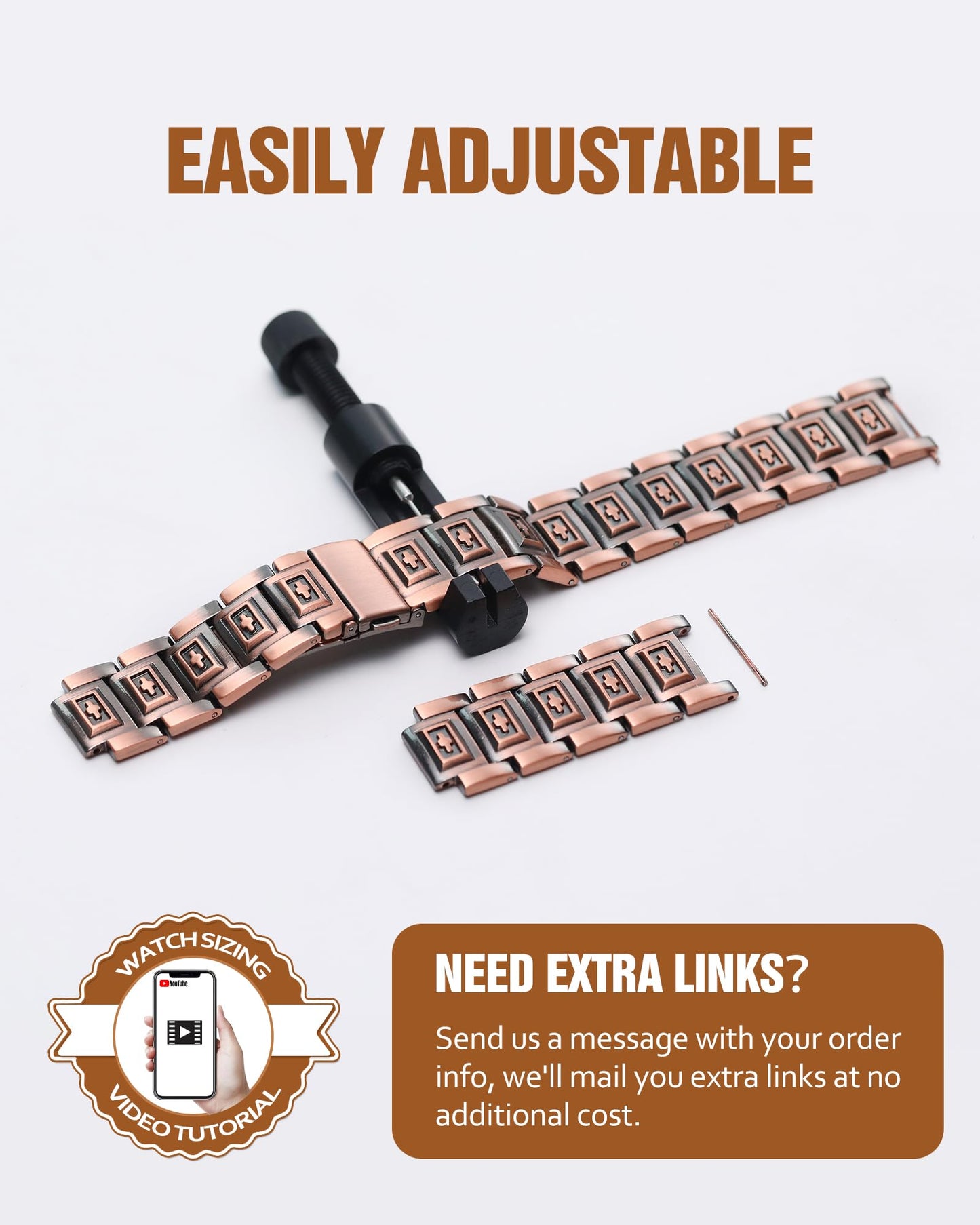 Jecanori Copper Magnetic Bracelet & Ring for Men,Pure Copper Bracelets for Men,Ideal Gift