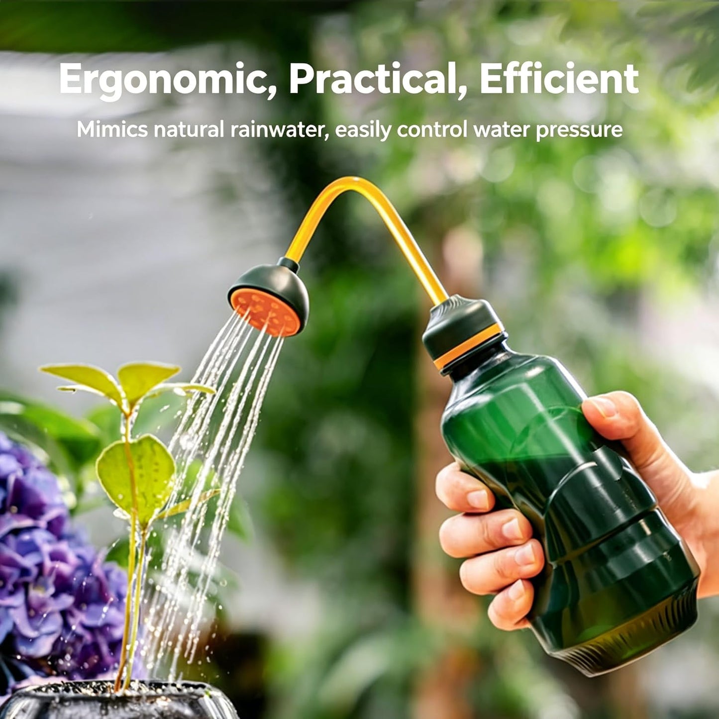Watering Can for Seedlings, Small Watering Can for House Plant Garden Flower 0.45L (Green)