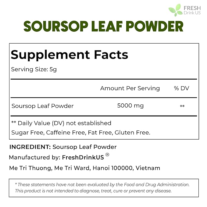 4.5oz Premium Soursop Leaf Powder – 100% Pure & Natural | Graviola Leaves for Tea, Handmade, Cake Color Making, Non-GMO, Caffeine-Free, No Additives. Vegan