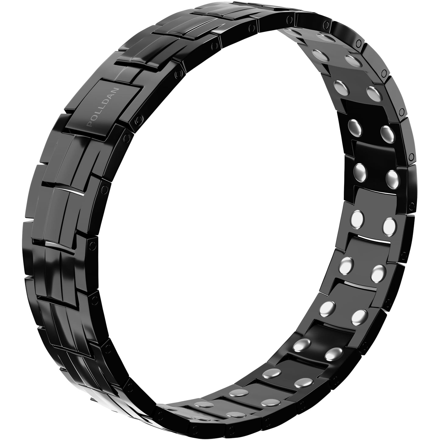 POLLDAN® 3X Power Magnetic Bracelets For Men | 6200 Gauss Strength Mens Titanium Bracelet with Fold-Over Clasp, Adjustable Length, Gift Box, Sizing Tool | Innovative Magnets Alloy - Patent (2X Black)
