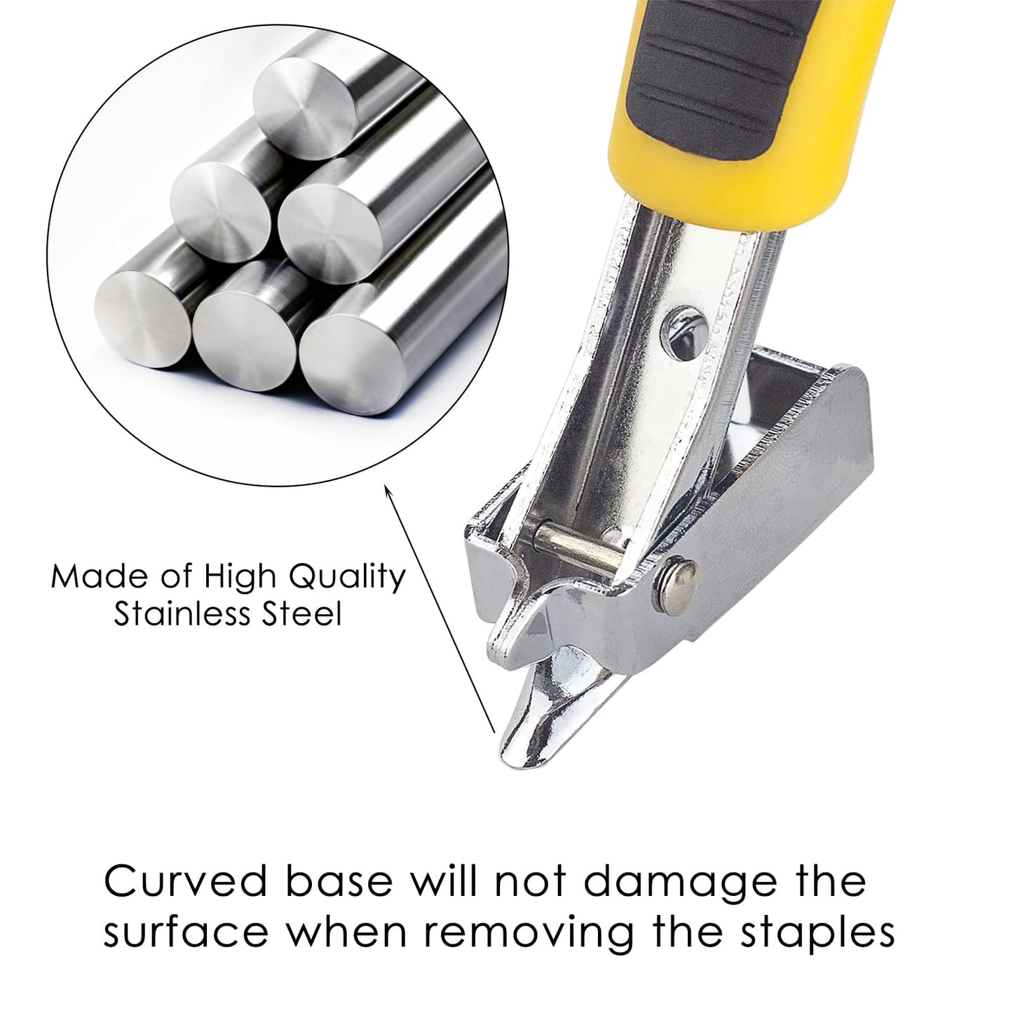GEARLINTON Staple Remover Heavy Duty Staple Puller, Upholstery Tool Industrial Staple Remover for Furniture, Floor, Carpet, Carton (3 Pack, Yellow)