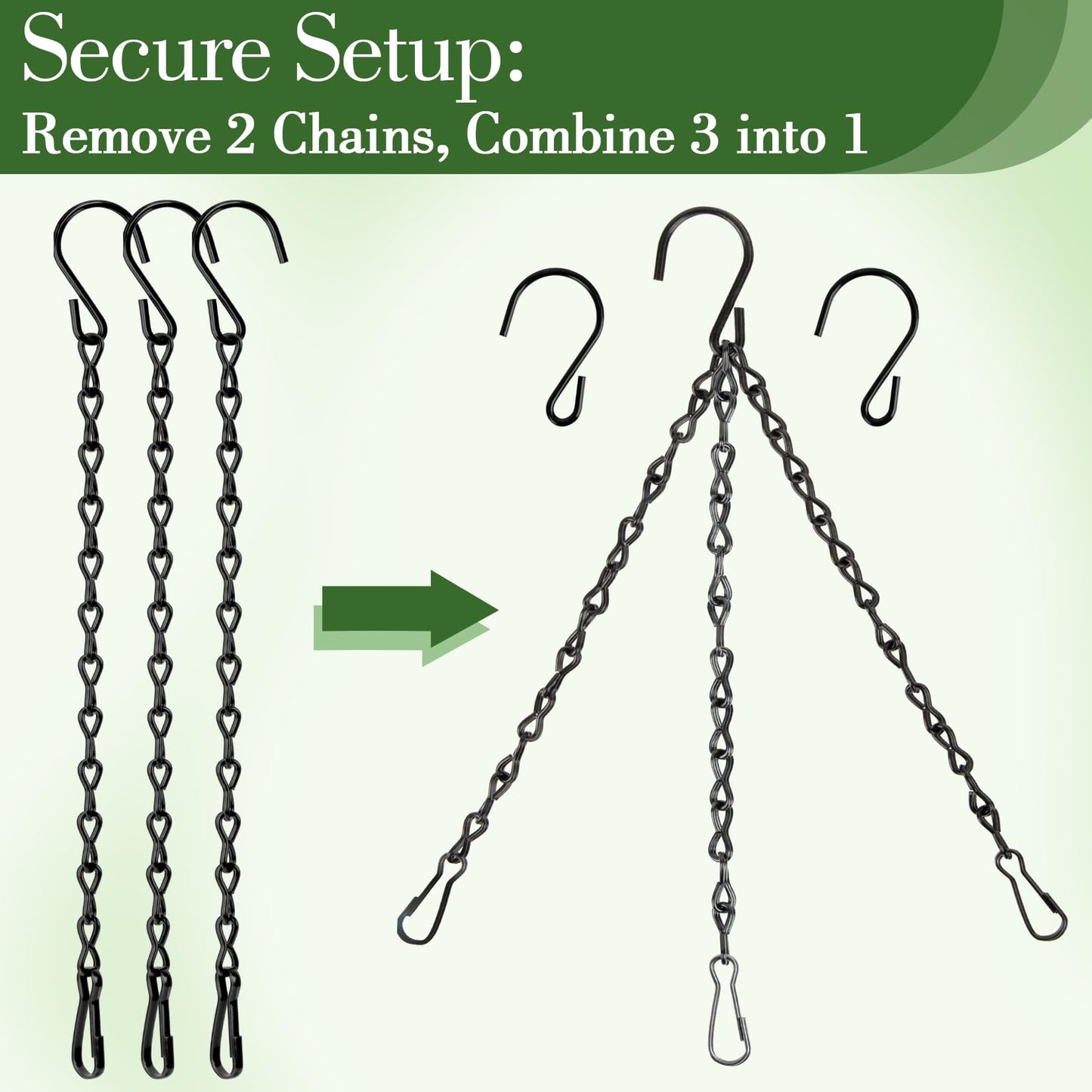RAINFLOW 15PCS Bird Feeder Hanging Chain with Hooks – Heavy Duty Black Chain for Hanging Plants, Birdbaths, Lanterns AMD Baskets, Metal Outdoor Hanging Chains for Indoor Outdoor Decor