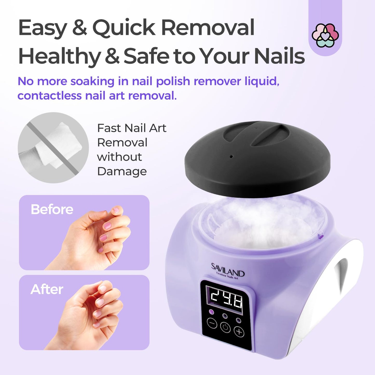 Saviland Essentials Nail Polish Remover Machine: Nail Soaking Bowl & Acetone Nail Polish Remover Gel Nail Remover Machine with Nail Soak off Bowl Soaker Tech Acrylic Nail Remover Steam Salon Home DIY